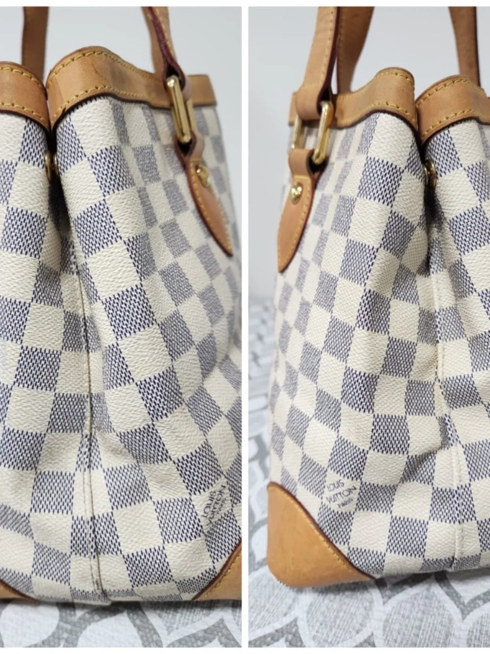 Authentic Louis Vuitton Damier Azur Hampstead PM Shoulder Bag Brown/Beige - Picture 6 of 14
